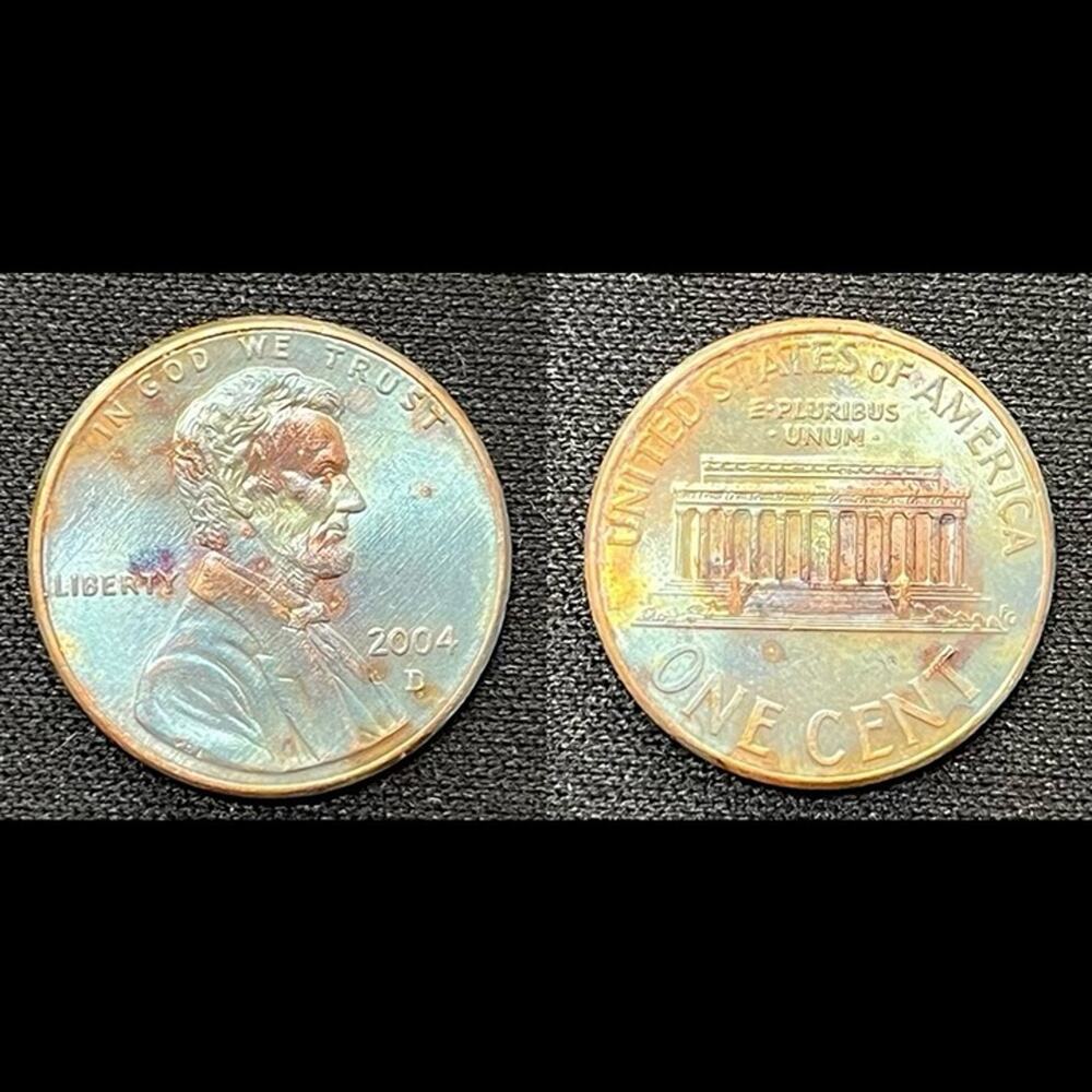 Lincoln Penny One Cent 2004-D Synthesized Ocean Clear Handmade Dyed Coin #38